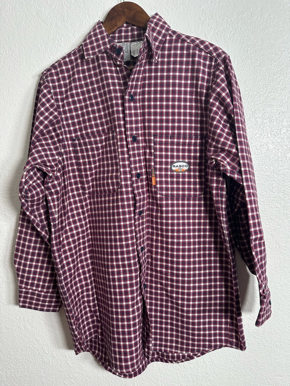 RASCO Men’s Flame Resistant Button Down Long Sleeve Shirt Size M Regular